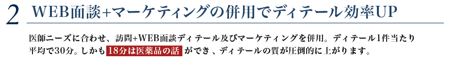 訪問+WEB面談+マーケティングの併用でディテール効率UP